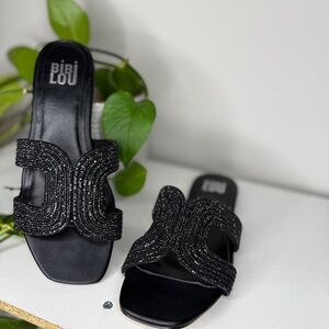 BiBiLou Black Beaded Women's Sandals Size 6